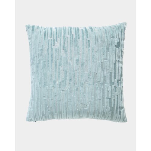 Linear Cut Velvet Cushion Blue 45cm X 45cm