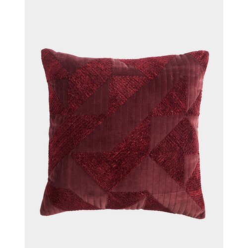 Padded Jacquard Cushion Burgundy 45cm X 45cm