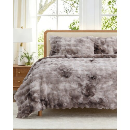 Faux Fur Duvet Set Natural Double