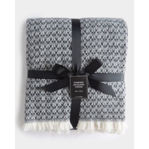Diamond Jacquard Throw Navy 