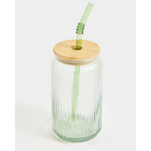 Bamboo Rib Glass Tumbler - 470ml Green