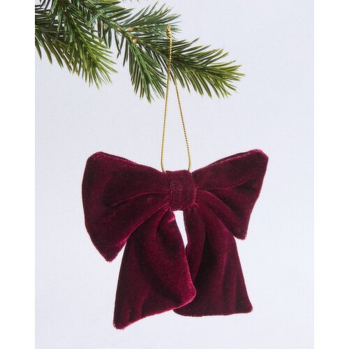 Velvet Bow Hanging Decoration Burgundy 