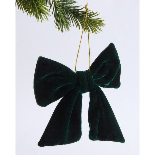 Velvet Bow Hanging Decoration Green 