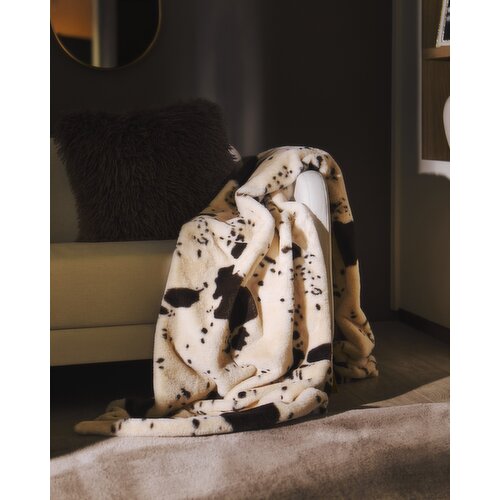 Cow Print Faux Fur Throw Multi