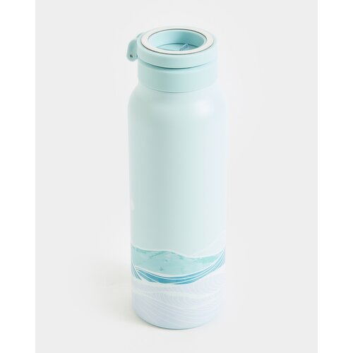 Stainless Steele Bottle With Straw Blue