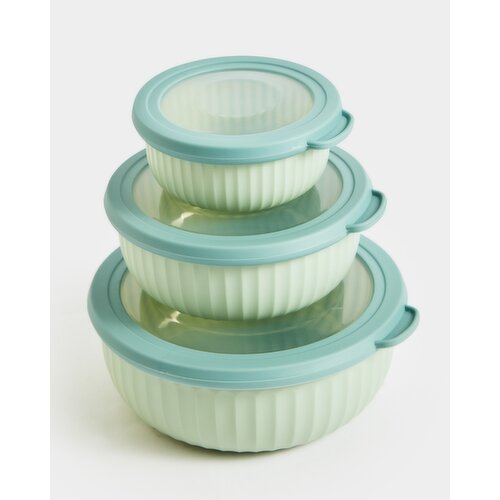 Round Food Storage Box - Pack Of 3 Green