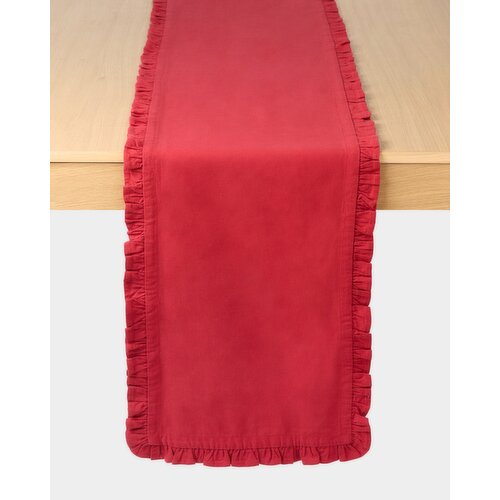 Red Ruffle Table Runner Red