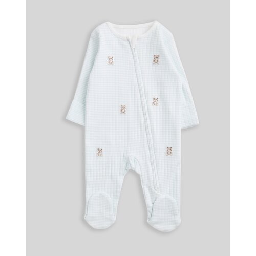 Stripe Bear Two-Way-Zip Sleepsuit Baby-Blue Newborn