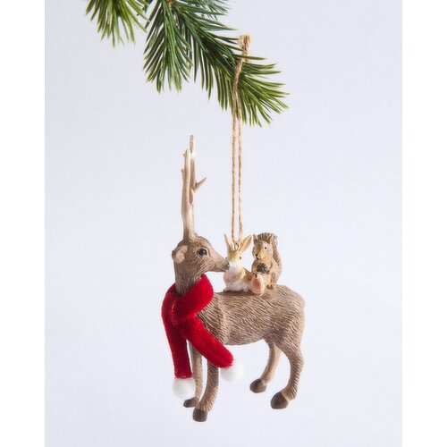 Reindeer & Squirrel Hanging Decoration Natural