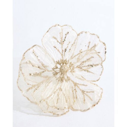 Chiffon Shimmer Flower Clip Decoration Ivory