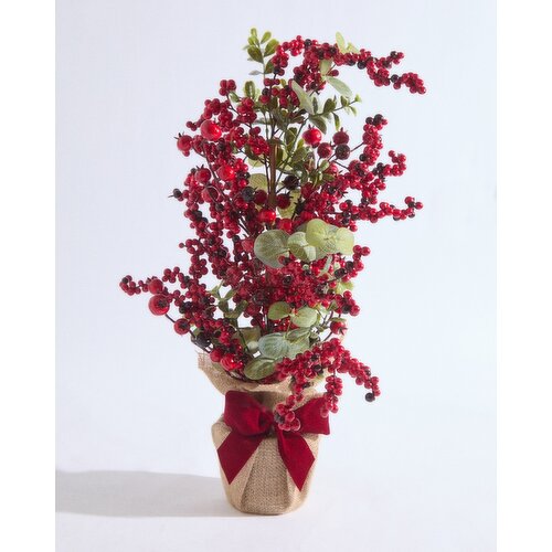 Red Berry Burlap Tree Red