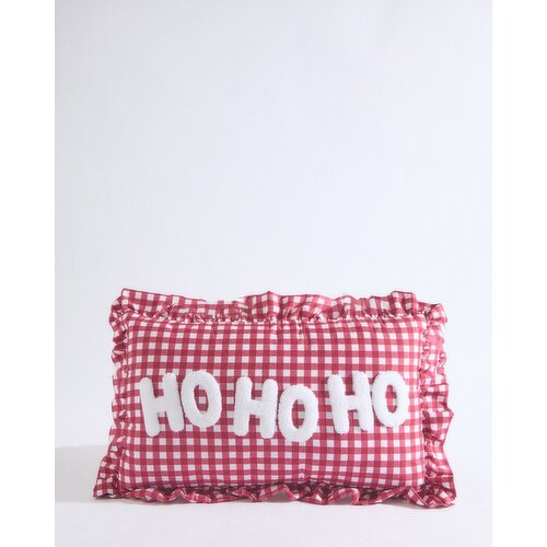 Ho Ho Ho Gingham Boudoir Cushion Red 