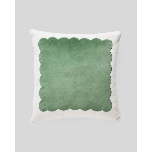 Cotton Scallop Cushion Green 45cm X 45cm