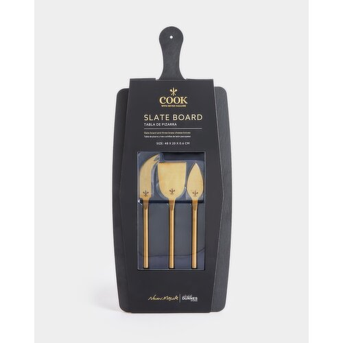 Neven Maguire Slate Board & Cheese Knives Set Black