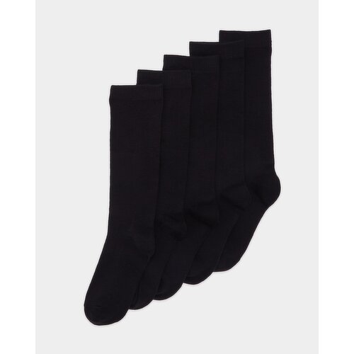 Girls Cotton Rich Knee High Socks - Pack Of 5 Black 4-6.5