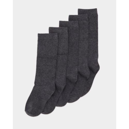 Girls Cotton Rich Knee High Socks - Pack Of 5 Grey-Marl 6-8.5
