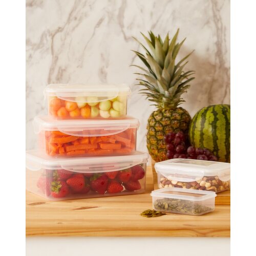 Clip Lid Food Storage Box (5 Pack) Clear