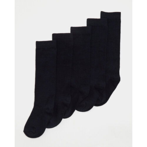 Girls Cotton Rich Knee High Socks - Pack Of 5 Navy 6-8.5