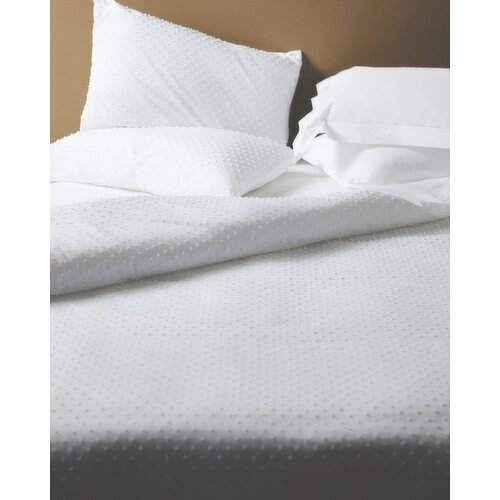 Clipped Dot Duvet Set White Super King