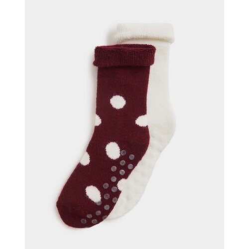 Women's Gripper Sole Cosy Burgundy Socks - Pack Of 2 Burgundy 4-8