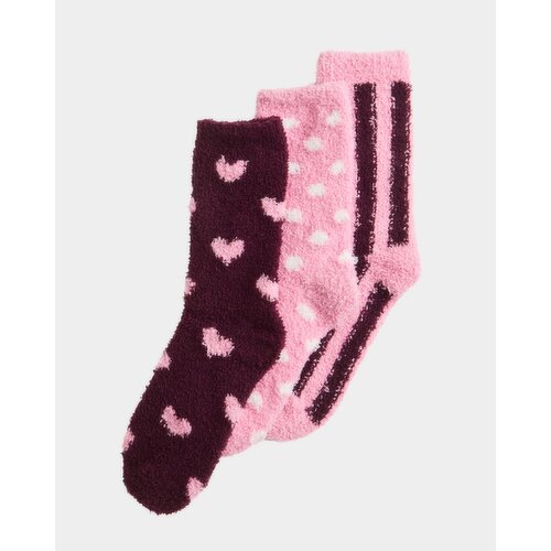 Women's Fluffy Socks - Pack Of 3 Stripe 4-8