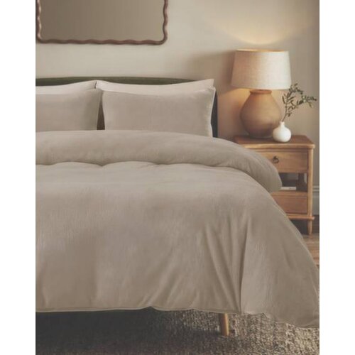 Teddy Fleece Duvet Set Natural Double