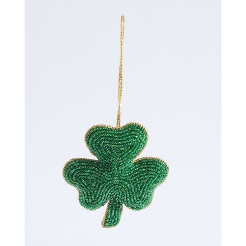 Beaded Shamrock Hanging Decoration Green
