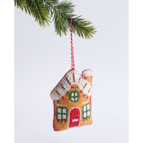 Beaded Gingerbread House Hanging Decoration Multi 