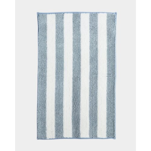 Microfibre Bath Mat Blue-Stripe 