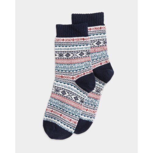 Women's Jacquard Knit Crew Socks - 1 Pair Navy 4-8