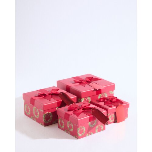 Wreath Christmas Gift Box Red L