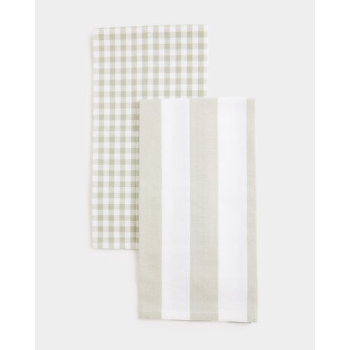 Large Tea Towels - Pack Of 2 Sage 