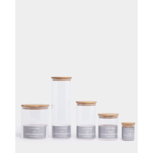 Round Glass Pantry Storage Wood M