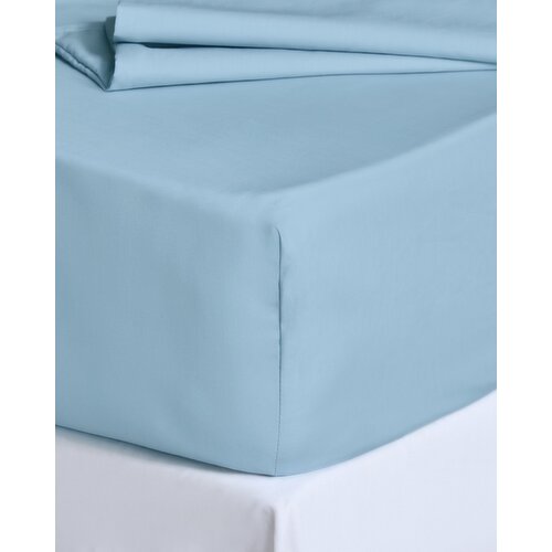 Luxury Percale Fitted Sheet 180 Thread Count - Double Light-Blue Double