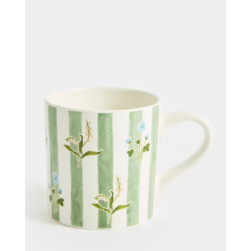 Stripe Floral Mug Green 