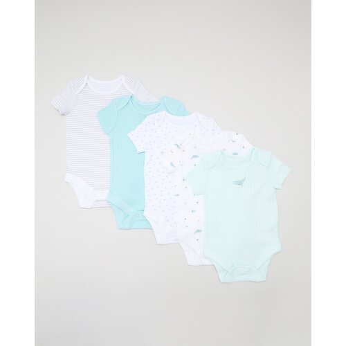 Pure Cotton Bodysuits - Pack Of 5 Green 12-18 Mths