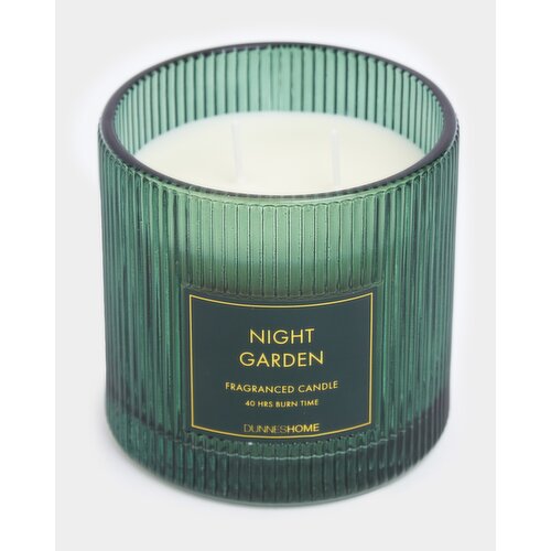 Night Garden Ribbed Candle Dark-Green 