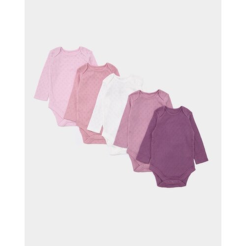 Long-Sleeved Baby Bodysuit - Pack Of 5 Pink 0-3 Mths