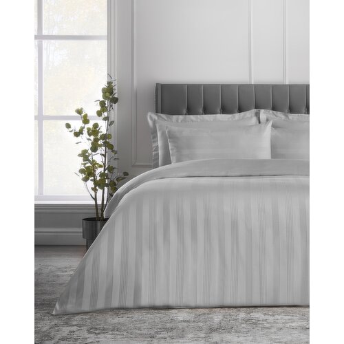 Luxury Stripe Duvet Cover Silver Double