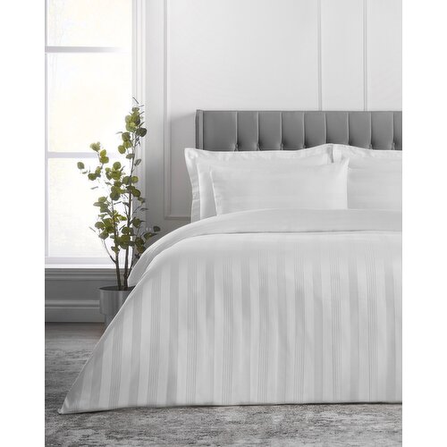Luxury Stripe Duvet Cover White Double