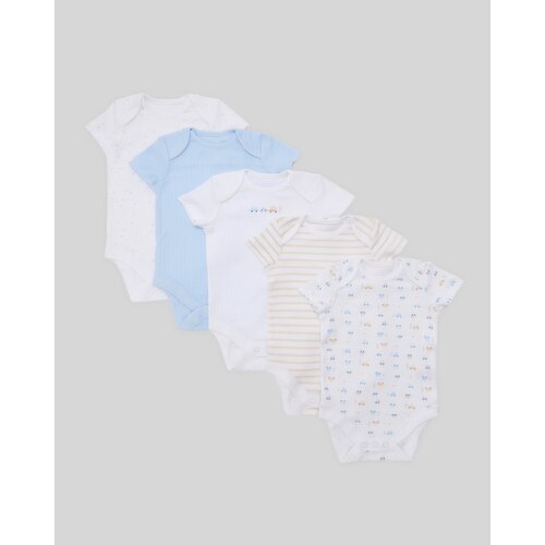 Pure Cotton Bodysuits - Pack Of 5 Yellow 0-3 Mths