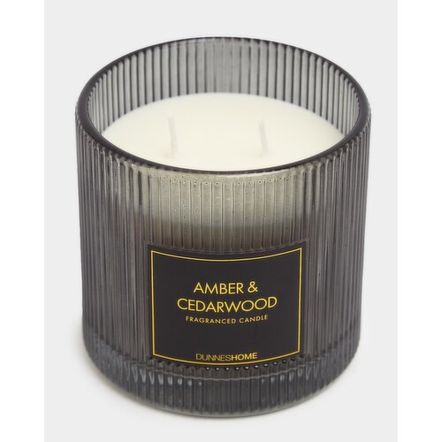 Ribbed Candle Amber & Cedarwood Grey
