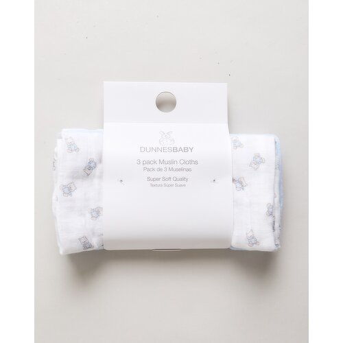 Muslin Cloths - Pack Of 3 Blue