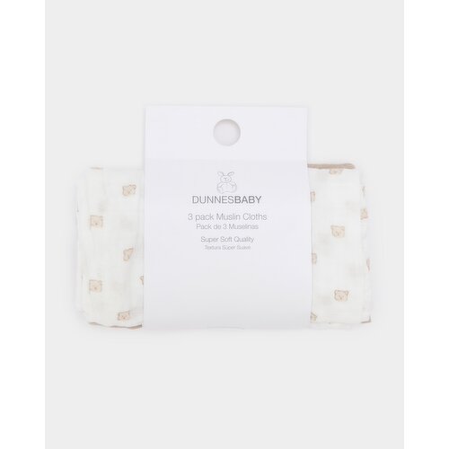 Muslin Cloths - Pack Of 3 Stone