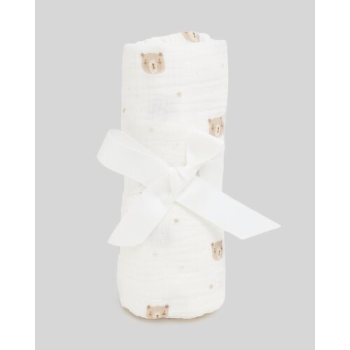 Bear Swaddle Blanket Cream 