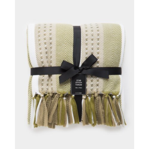 Stab Stitch Throw Green 