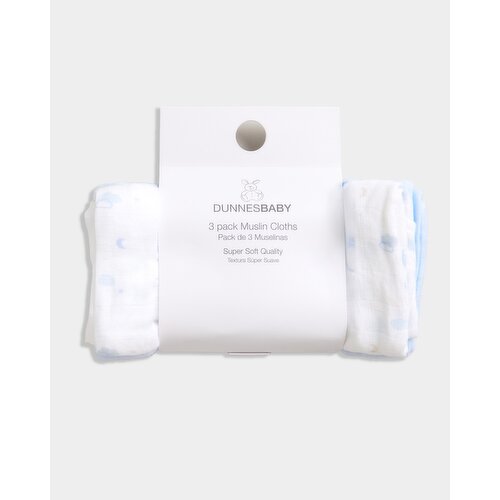 Muslin Cloths - Pack Of 3 Baby-Blue