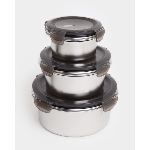 Neven Maguire Stainless Steel Round Storage Box With Lid Sless-Steel S