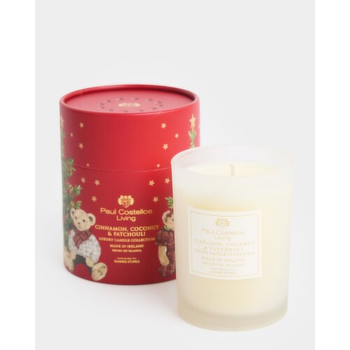 Paul Costelloe Living Christmas Round Boxed Candle - Cinnamon, Coconut & Patchouli Red