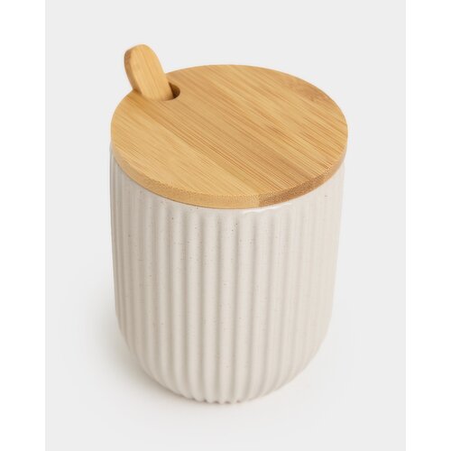 Ribbed Jar With Lid And Spoon Cream 